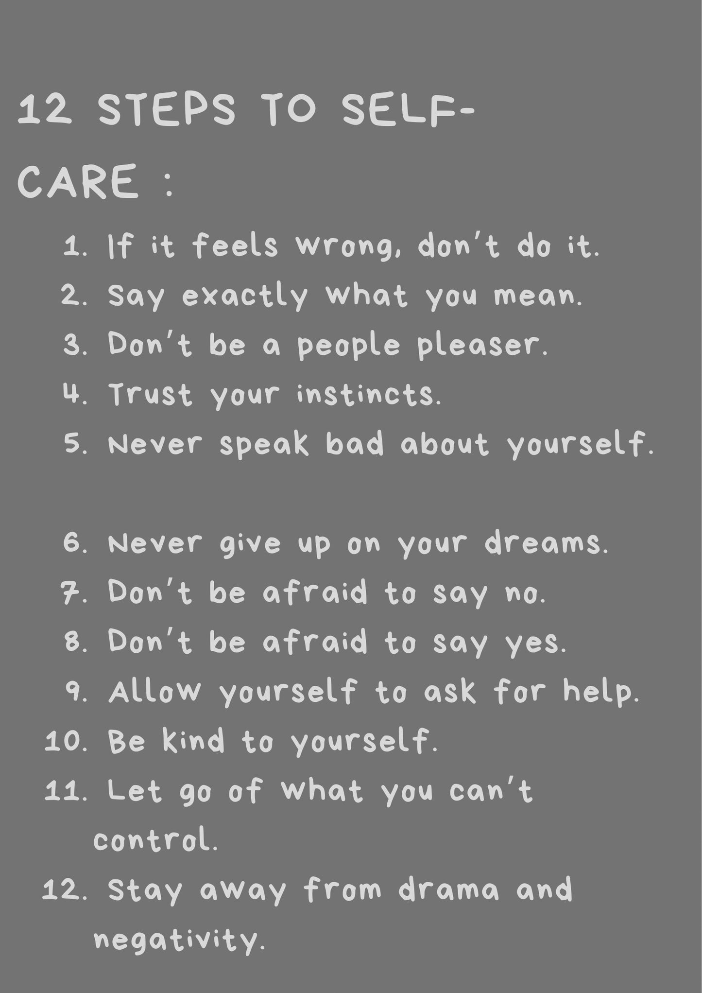 12 steps to self-care