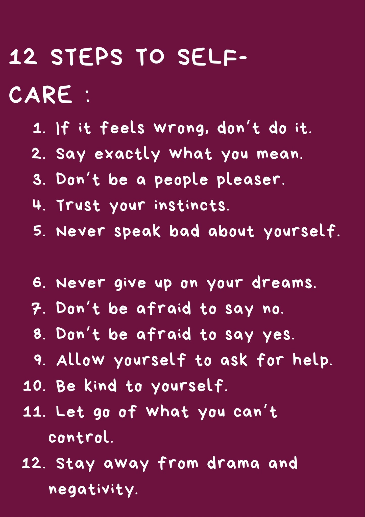 12 steps to self-care