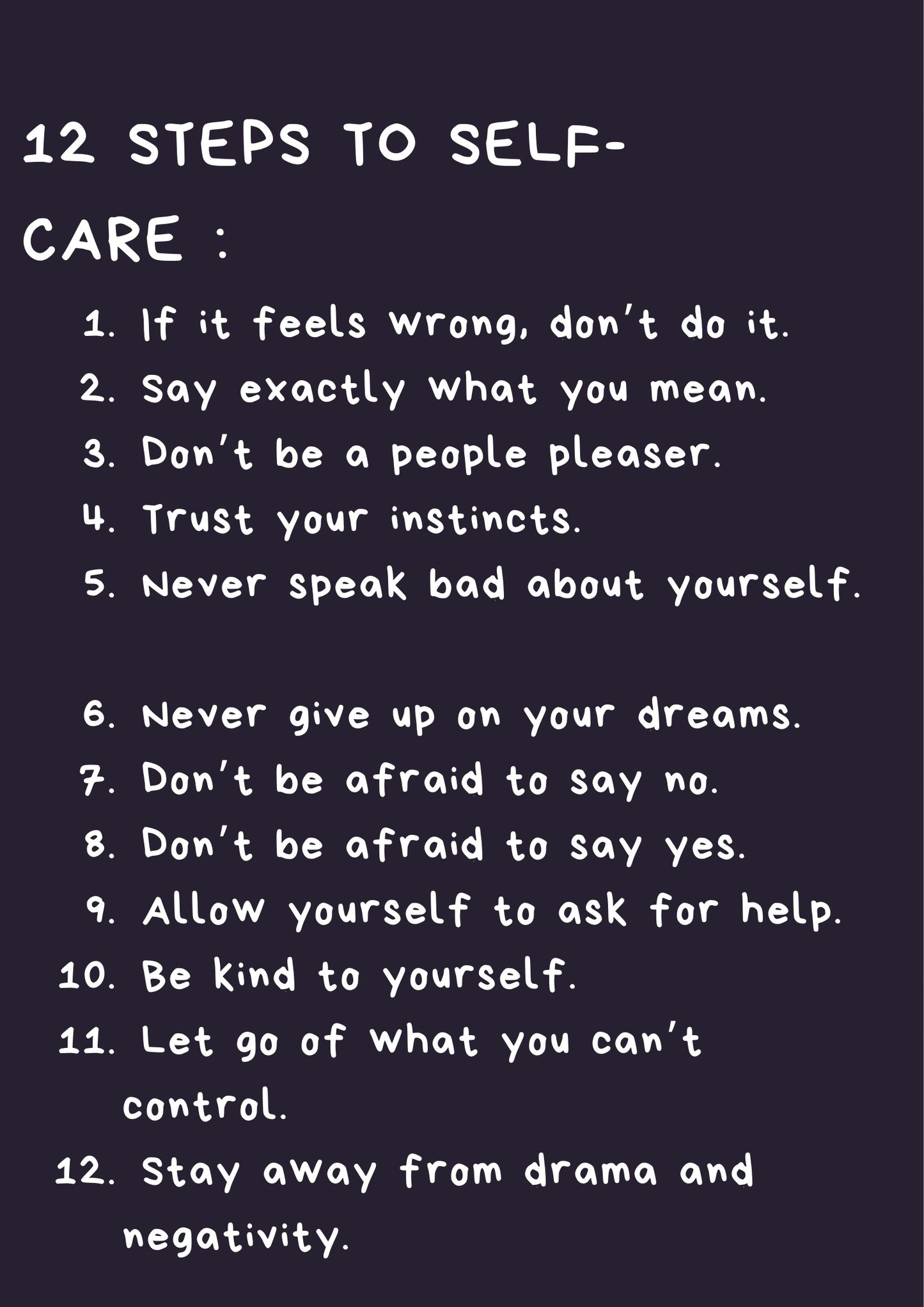 12 steps to self-care